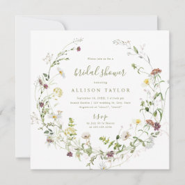 Invitación Sage Green Wildflower Rustic Boho Bridal Shower