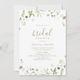 Invitación Sage Green Wildflower Rustic Boho Bridal Shower