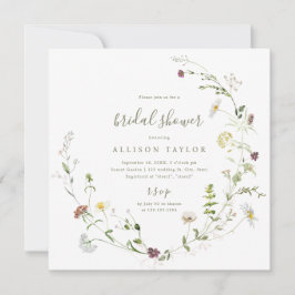 Invitación Sage Green Wildflower Rustic Boho Bridal Shower