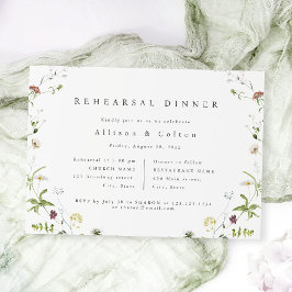 Invitación Sage Green Wildflower Rustic Boho Ensayo Cena