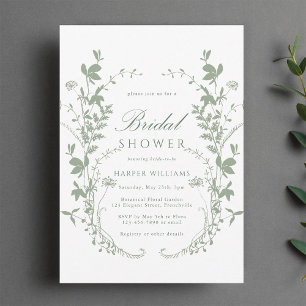 Invitación Sage Green Wildflower Silhouette Bridal Shower