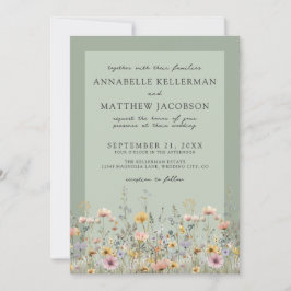 Invitación Sage Green Wildflower Watercolor Floral Wedding