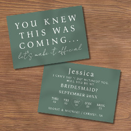 Invitación Sage Green Will You Be My Bridesmaid Proposal Card