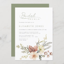 Invitación Sage Green Winter Navidades Floral Bridal Shower