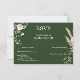 Invitación Sage Green y Pampas Boho RSVP