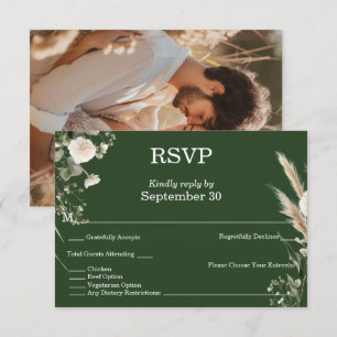 Invitación Sage Green y Pampas Boho RSVP
