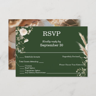 Invitación Sage Green y Pampas Boho RSVP