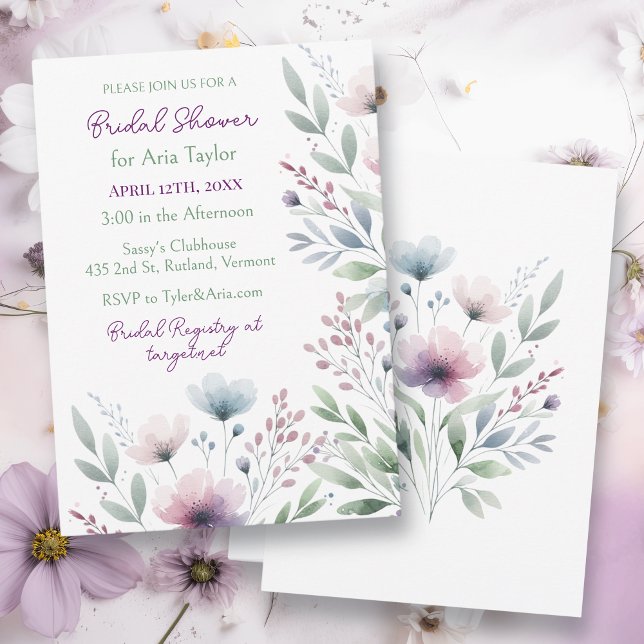 Invitación Sage Green y Plum Purple Botanical Bridal Shower (Subido por el creador)