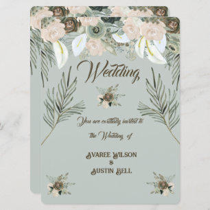 Invitación Sage Green y Vanilla Cream Boda