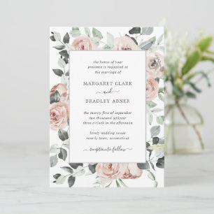 Invitación Sage Greenery Dusty Rosa Boda Floral Rosa