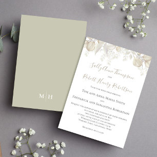 Invitación Sage Greenery Elegant Wedding Leaves