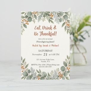 Invitación Sage Greenery Eucalyptus Floral Día de Acción de G