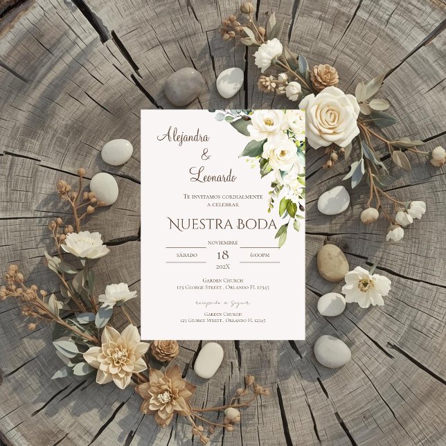Invitación Sage Greenery Spanish Wedding Invitation (Subido por el creador)