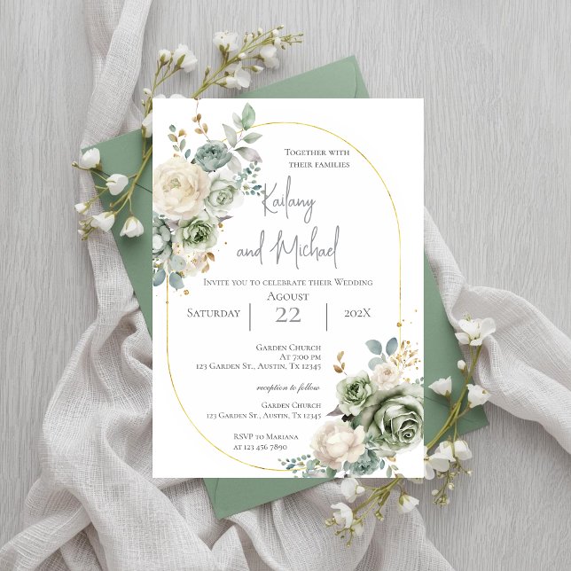 Invitación Sage Greenery Wedding Invitation (Subido por el creador)