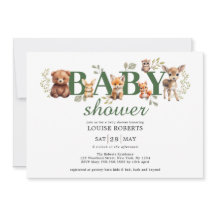 Sage Greenery Woodland Animals Neutral Baby Shower