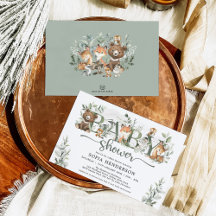 Sage Greenery Woodland Animals Neutral Baby Shower