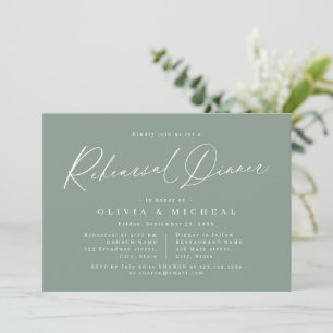 Invitación Sage guión moderno cena de ensayo minimalista