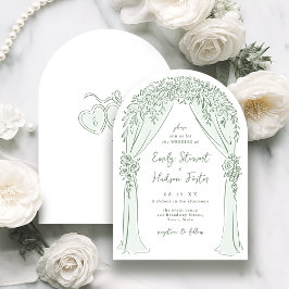 Invitación Sage Hand Drawn Floral Arch Whimsical Wedding