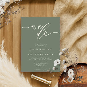 Invitación Sage Ivory Calligraphy Signature Lo hacemos Boda