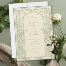 Sage Ivory Vintage Botanical Trellis Arch Wedding