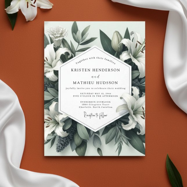 Invitación Sage Lily Botanical Romance Wedding (Subido por el creador)