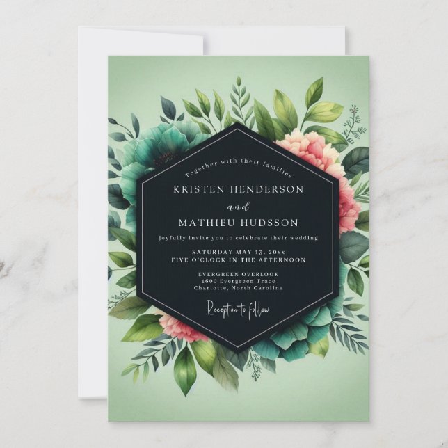 Invitación Sage Lush Botanical Wedding (Anverso)