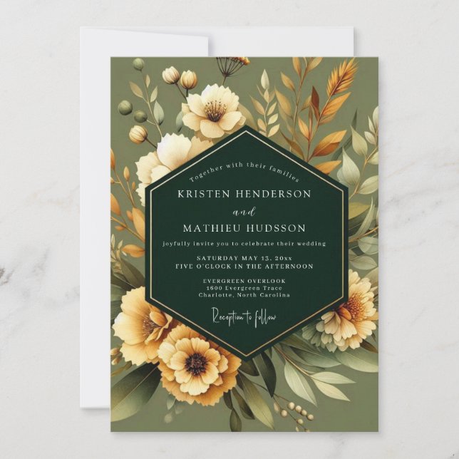 Invitación Sage Marigold Earthy Wedding (Anverso)