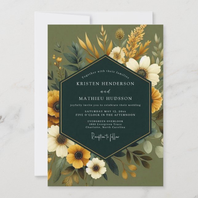 Invitación Sage Marigold Harvest Wedding (Anverso)
