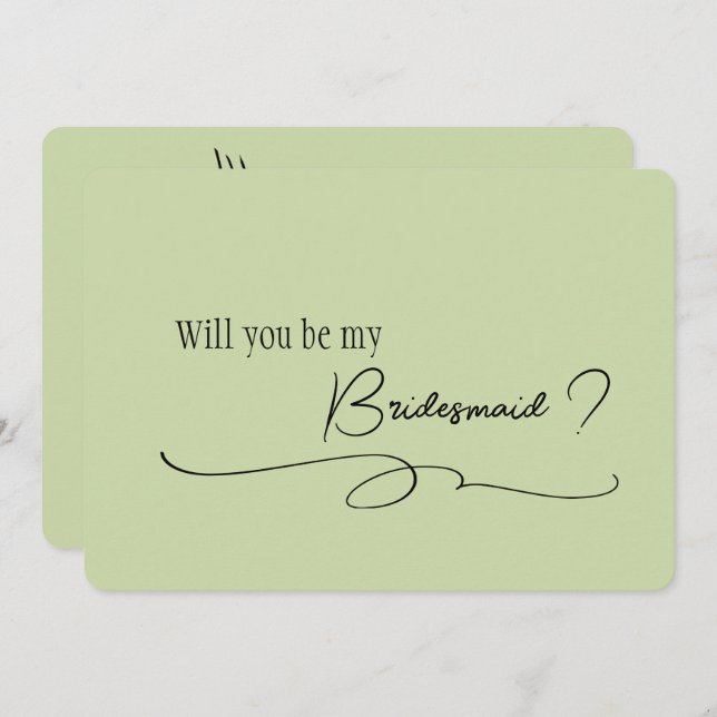 Invitación Sage Minimal Calligraphy Bridesmaid Propuesta (Anverso / Reverso)