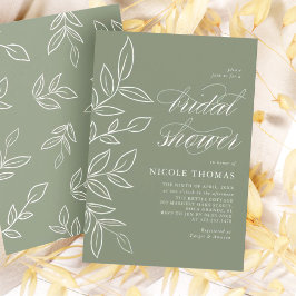 Invitación Sage Minimalista Elegant Leaf Bridal Shower