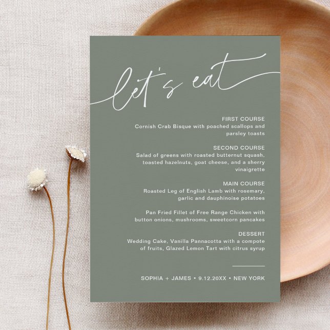 Invitación SAGE Moderno Boda Menú de cena 5x7 (Subido por el creador)