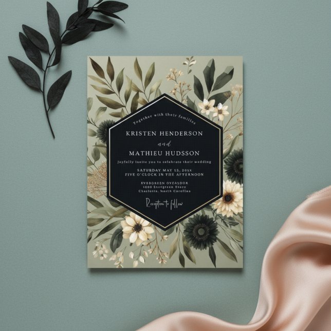 Invitación Sage Moody Botanical Romance Wedding (Subido por el creador)