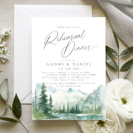 Invitación Sage Mountain Forest Rustic Rehearsal Dinner
