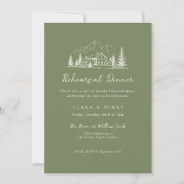 Invitación Sage Mountain Wedding Rehearsal Dinner Invitation