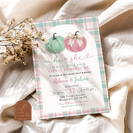 Invitación Sage Pink Ginham Preppy Pumpkin Revelación de géne