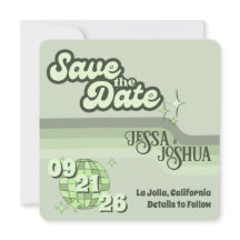 Sage Retro Funky Disco Boda - Save the Date