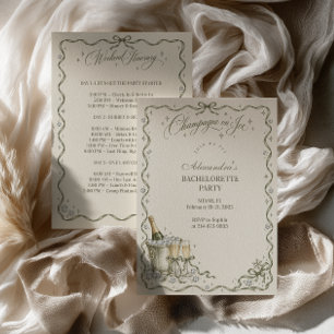 Invitación Sage Ribbon Champagne on Ice Despedida de Soltera