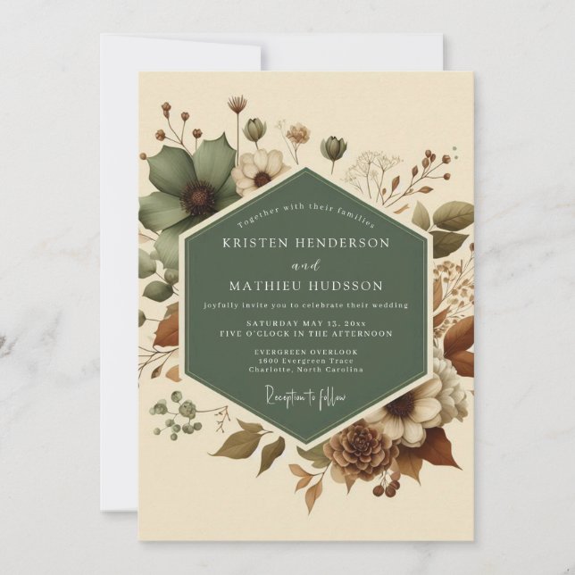 Invitación Sage Rustic Meadow Wedding (Anverso)