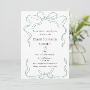 Invitación Sage Sage Green Ribbon Frame Bridal Shower