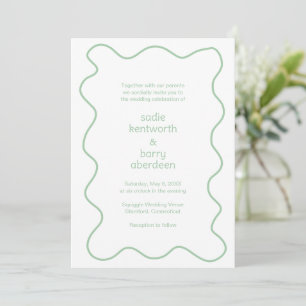 Invitación Sage Sage Green Squiggle Frame Moderno Boda