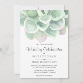 Invitación Sage Sage Green Watercolor Succulum Boda
