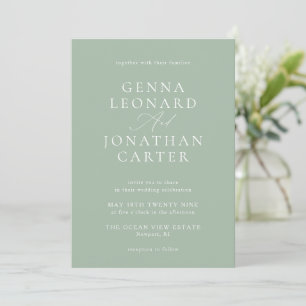Invitación Sage Sage Green & White Elegant Wedding