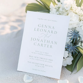 Invitación Sage Sage Green & White Elegant Wedding