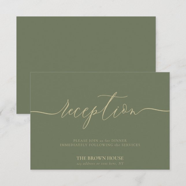 Invitación Sage Simple Wedding Reception (Anverso / Reverso)