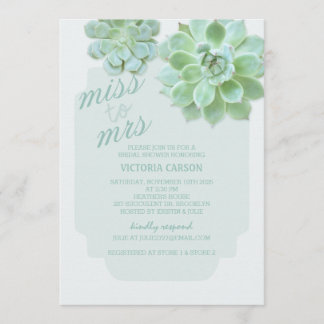 Invitación Sage Succulents Cactus Wedding Shower