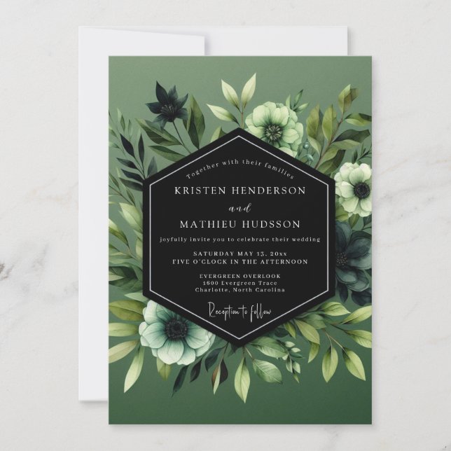 Invitación Sage Umbral Botanical Wedding (Anverso)