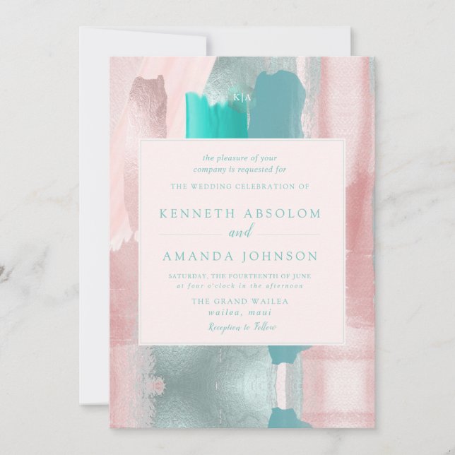 Invitación Sage Verde azulado en color moderno de PixDezines (Anverso)
