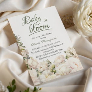 Invitación Sage Verde Baby en Flor Peonía Jardín