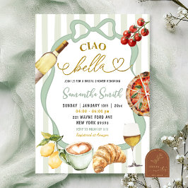 Invitación Sage Verde Coquette Rayas Italia Ciao Bella Nupcia