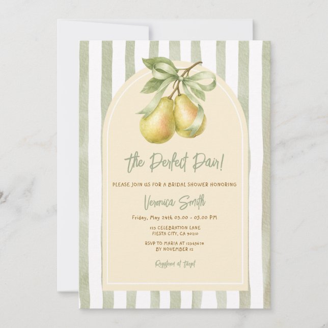 Invitación Sage Verde La Pareja Perfecta Despedida de Soltera (Anverso)